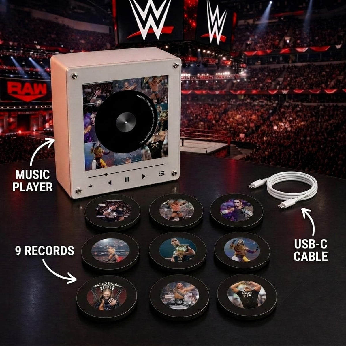 WWE Fridge Vinyl Player - Magnetic Record Player
